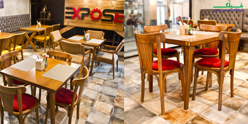 میز ناهار خوری چوبی آفر مدل ویونا استفاده شده در یک فضای رستورانی